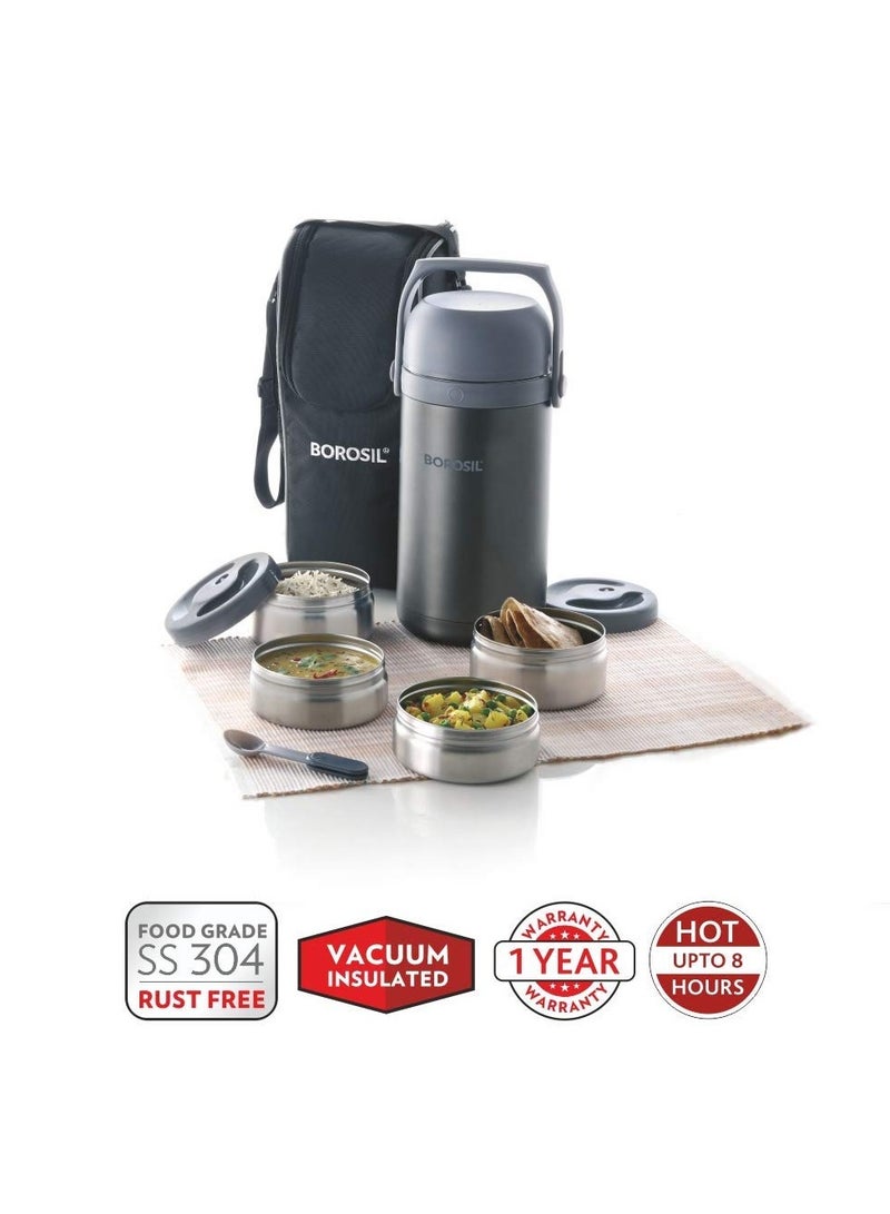 Borosil - Hot-N-Fresh Stainless Steel Insulated Lunch Box, Set of 3 (1pcs 350 ml + 2pcs 420 ml) and Hot-N-Fresh Stainless Steel Insulated Lunch Box, Set of 4 (2pcs 350 ml + 2pcs 420 ml)  - Image 4