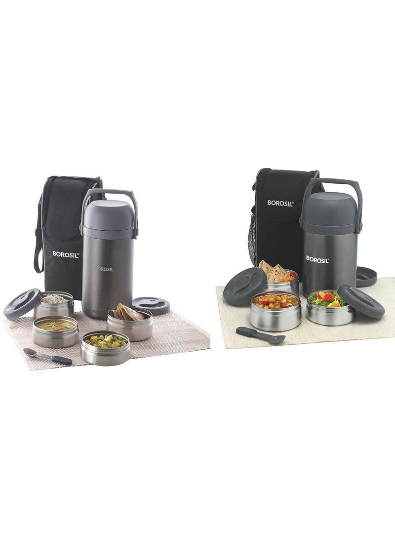 Borosil - Hot-N-Fresh Stainless Steel Insulated Lunch Box, Set of 3 (1pcs 350 ml + 2pcs 420 ml) and Hot-N-Fresh Stainless Steel Insulated Lunch Box, Set of 4 (2pcs 350 ml + 2pcs 420 ml)  - Image 5
