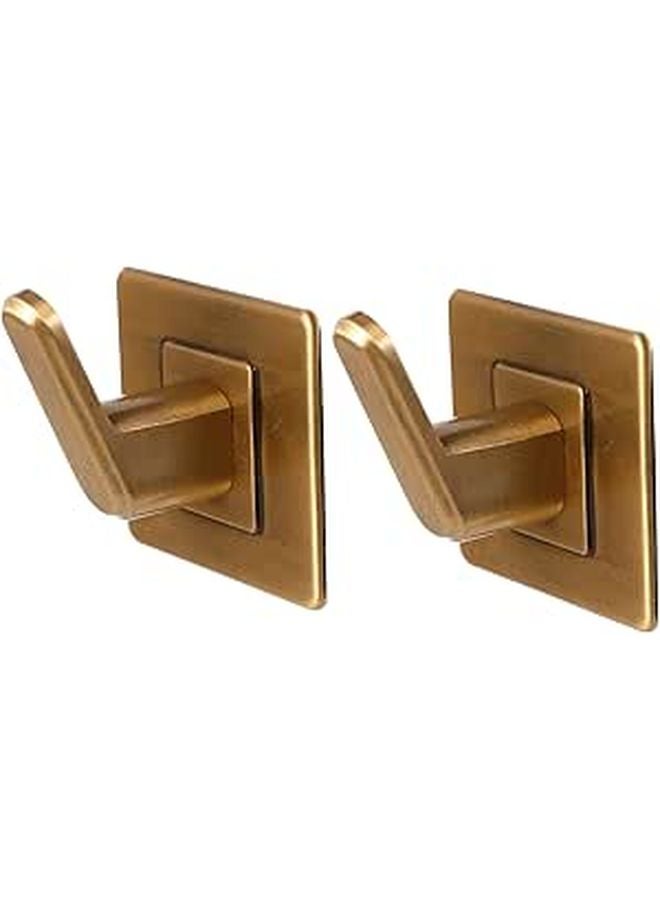 Retro Square Adhesive Wall Hooks 2 Pack Punch Free Mounting For Bathroom Kitchen Towel Robe Hanging - Image 1