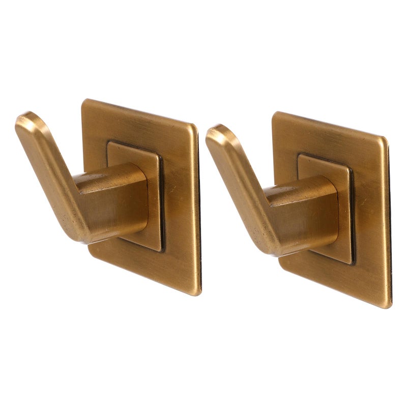 Retro Square Adhesive Wall Hooks 2 Pack Punch Free Mounting For Bathroom Kitchen Towel Robe Hanging - Image 2