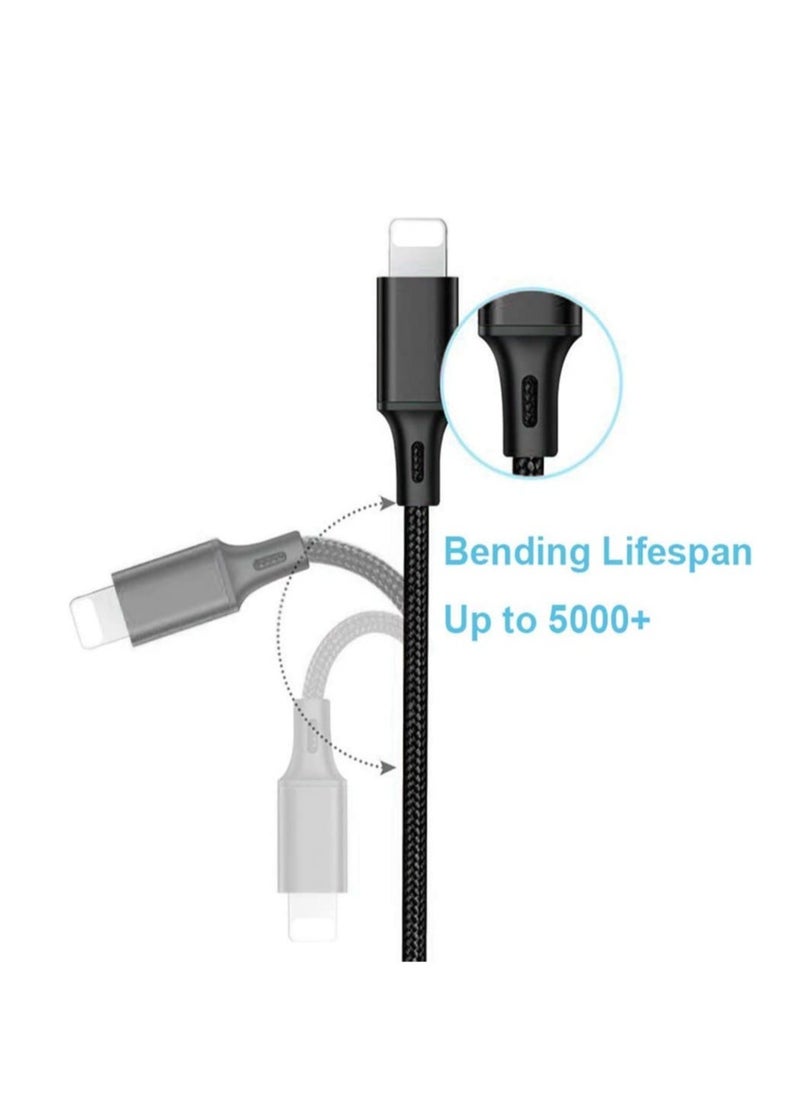 ELTRAZONE - Nylon 3 in 1 fast Charging Cable for Type-C, Micro and iPhone Pins,Smart Charge 3 Port Data Charging Cable,power line(3 in 1 cable) - Image 1