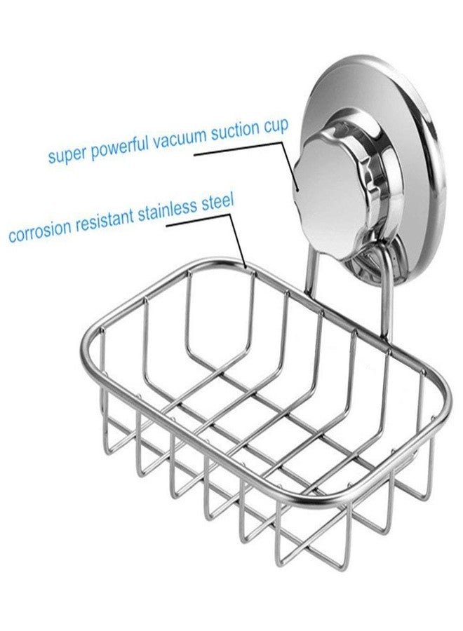 SANNO Suction Cup Soap Holder, Soap Dish Saver Tray Bar Soap Sponge Holder for Shower Wall, Bathroom, Tub and Kitchen Sink Stainless Steel - Image 2