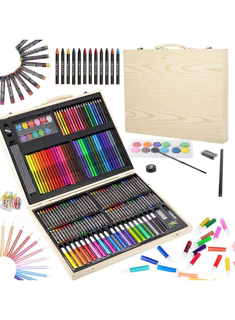 Fearlex 180 Pieces Art Set for Kids | Art Supplies Kit Artists Pen Set for Drawing, Sketching, Painting & Crayons with Oil Pastels Color Pencils and Crayon Markers with Portable Wooden Case | Great Gift for Kids, Children, Student & Teens Beginner Artist - Image 1
