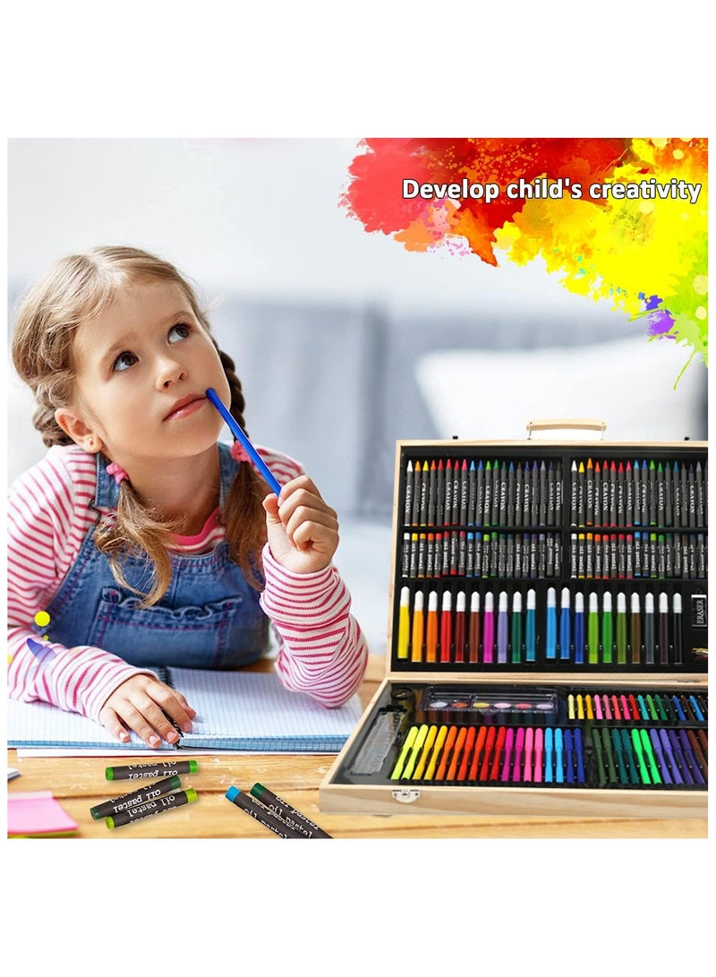 Fearlex 180 Pieces Art Set for Kids | Art Supplies Kit Artists Pen Set for Drawing, Sketching, Painting & Crayons with Oil Pastels Color Pencils and Crayon Markers with Portable Wooden Case | Great Gift for Kids, Children, Student & Teens Beginner Artist - Image 3