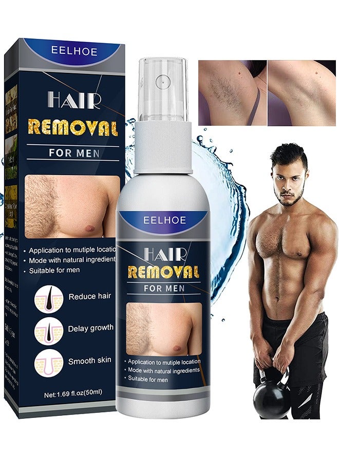 إيلهو بخاخ إزالة الشعر للرجال ، بخاخ إزالة الشعر غير المؤلم بخاخ الإبط اللطيف لإزالة الشعر المنعش السريع ، مزيل الشعر الآمن للذكور تحت الإبط والصدر والظهر والساقين 50 مل - Image 1