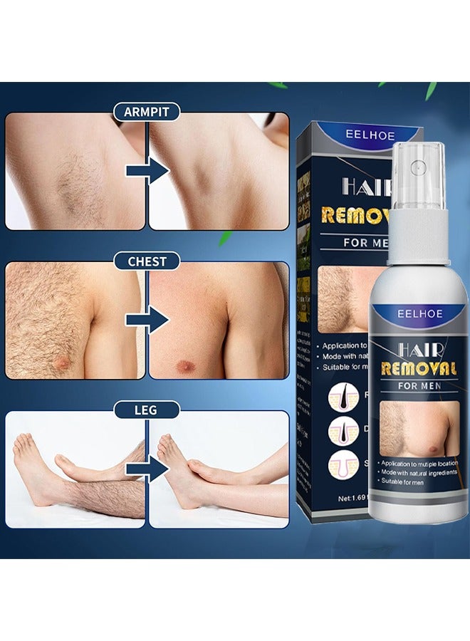 إيلهو بخاخ إزالة الشعر للرجال ، بخاخ إزالة الشعر غير المؤلم بخاخ الإبط اللطيف لإزالة الشعر المنعش السريع ، مزيل الشعر الآمن للذكور تحت الإبط والصدر والظهر والساقين 50 مل - Image 4