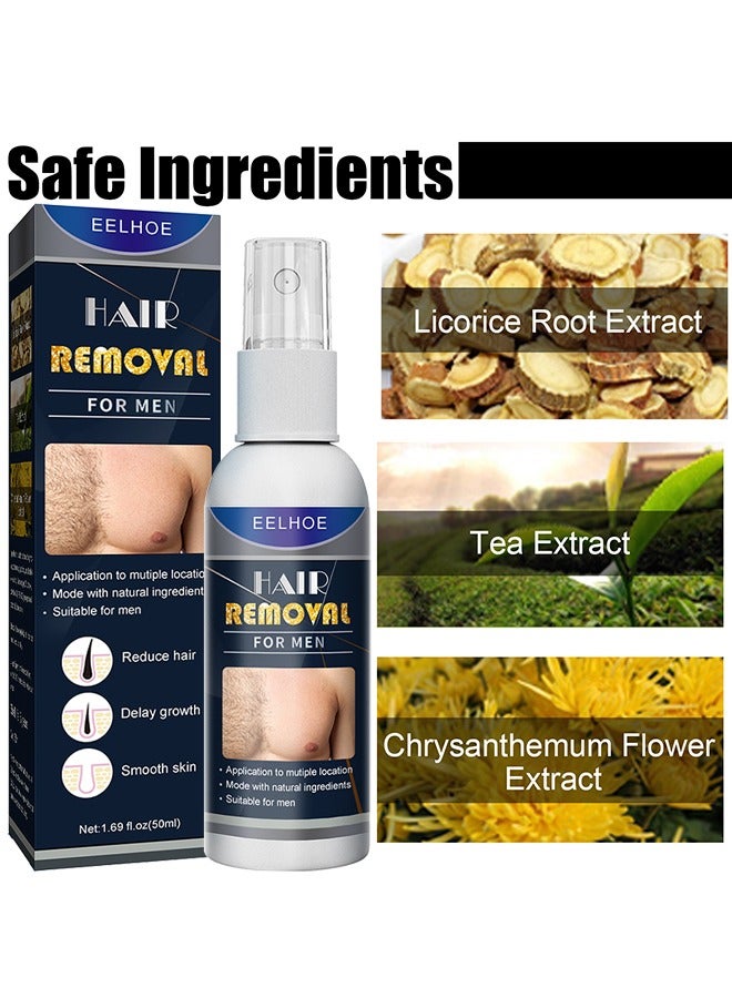 إيلهو بخاخ إزالة الشعر للرجال ، بخاخ إزالة الشعر غير المؤلم بخاخ الإبط اللطيف لإزالة الشعر المنعش السريع ، مزيل الشعر الآمن للذكور تحت الإبط والصدر والظهر والساقين 50 مل - Image 3
