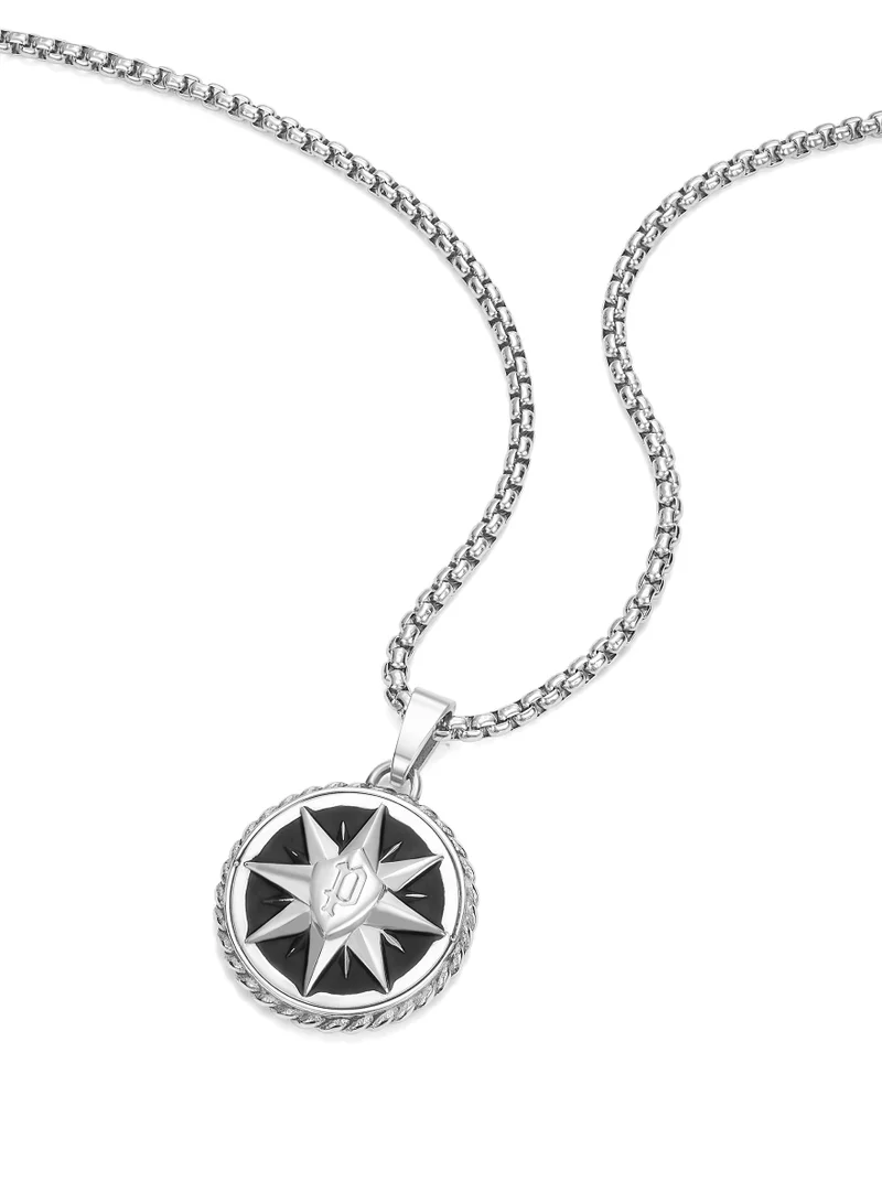 POLICE Octogram Stainless Steel Gents Necklace with Sun Pendant