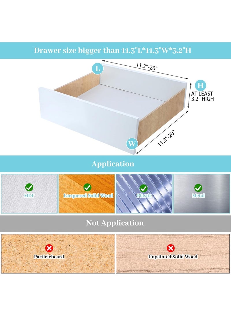مقسمات أدراج، مجموعة من 4 منظمات أدراج قابلة للتعديل بارتفاع 3.2 بوصة قابلة للتوسيع من 11.3 إلى 20 بوصة، منظم أدراج شفاف قابل للتوسيع للملابس وأدوات المطبخ وأدوات المائدة ومجموعة منظمات أدراج - Image 4