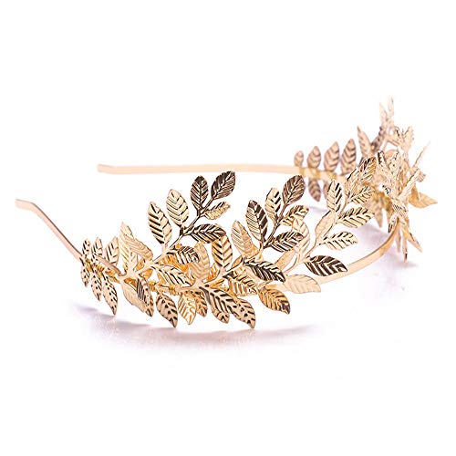 Chargances Bridal Gold Leaf Crown Headband Bridal Tiara Gold Leaf headpiece for Wedding Prom Festival Bridesmaid Hair Accessoriecs(Gold) - Image 5