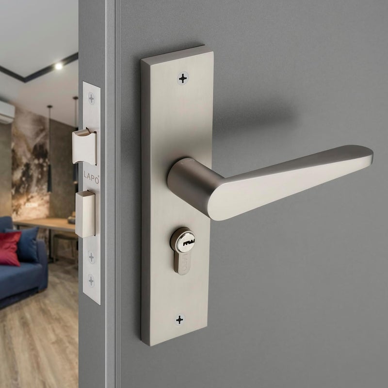 LAPO LAPO Door Lock for Main Door Mortise Door Lock for Home Door Lock Handle Set for Bedroom Mortise Handle Set with 3 Brass Keys Satin Matt Finish 3 Years Warranty RO160CY  - Image 1