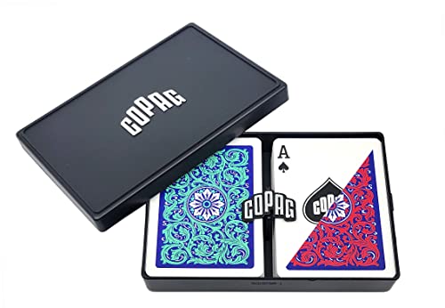 Copag 1546 Neoteric Design 100 Plastic Playing Cards Poker Size Standard GreenRed Regular Index 1 Set - Image 1