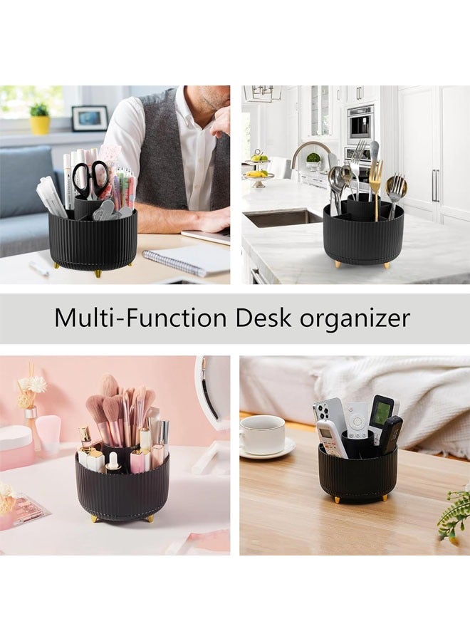 Hihonor Desk Organizers and Accessories 10Pcs Set with 360-Degree Rotating Pen Holder, Tape Dispenser, Stapler, Staple Remover, 1000 Staples, Tape, Clips Set, Ruler, Scissor, Pen (Black)  - Image 4