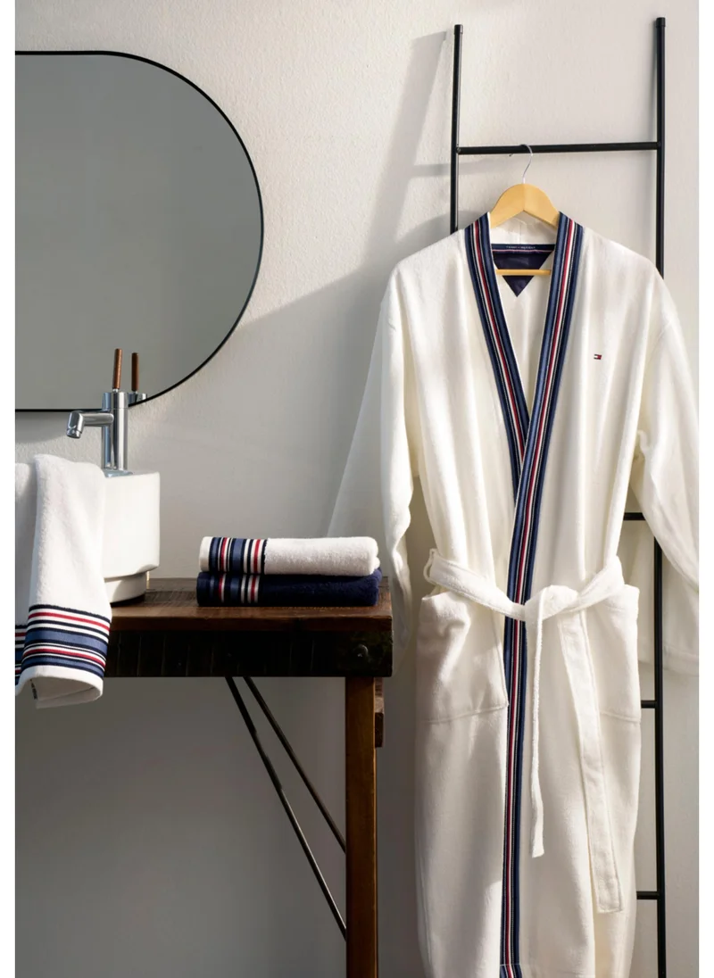 Tommy Hilfiger  Tommy Hilfiger 360 GSM Teams Bathrobe - White - Large  | Best Price UAE