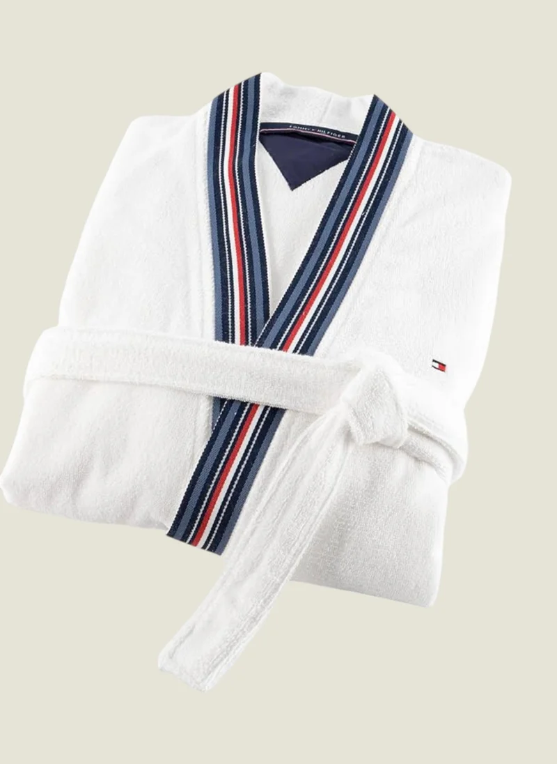 Tommy Hilfiger  Tommy Hilfiger 360 GSM Teams Bathrobe - White - Large  | Best Price UAE