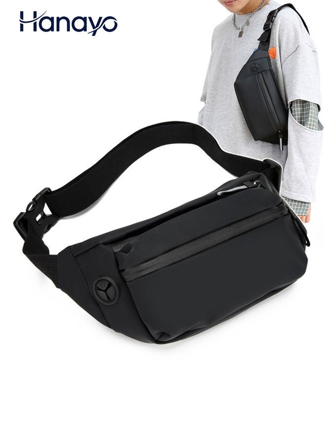 Hanayo Sling Bag Men's Shoulder Bag Casual Sports Fashion Women's and Men's Running Waist Bag Crossbody Waist Bag with Adjustable Shoulder Strap Backpack(Black) - Image 1
