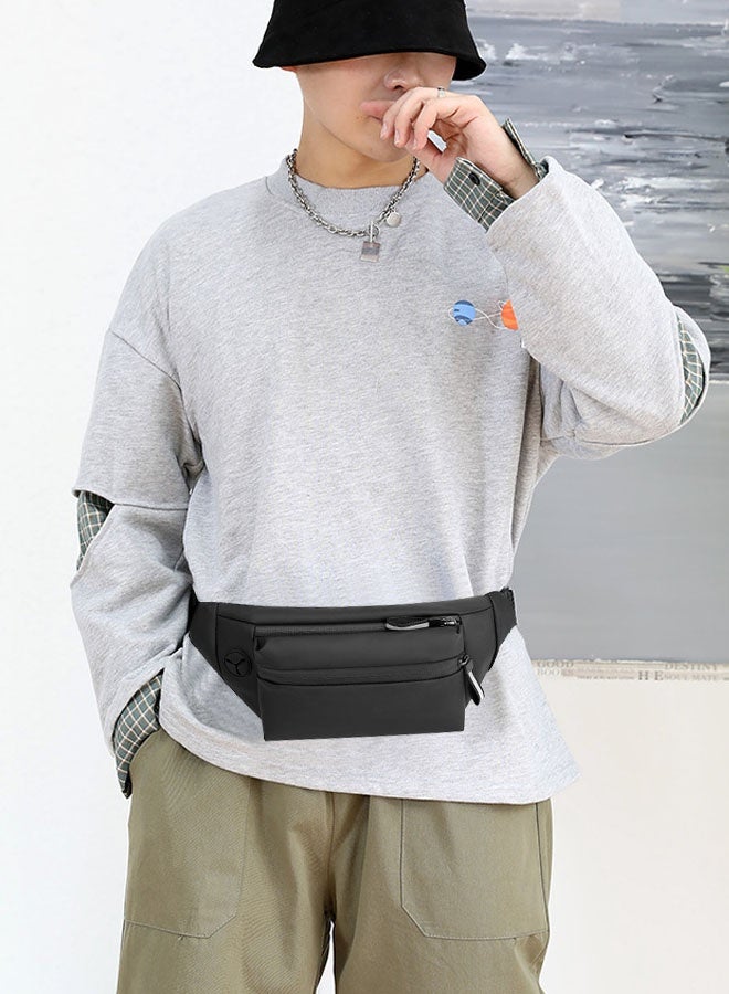 Hanayo Sling Bag Men's Shoulder Bag Casual Sports Fashion Women's and Men's Running Waist Bag Crossbody Waist Bag with Adjustable Shoulder Strap Backpack(Black) - Image 3