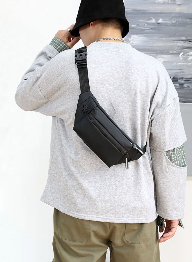 Hanayo Sling Bag Men's Shoulder Bag Casual Sports Fashion Women's and Men's Running Waist Bag Crossbody Waist Bag with Adjustable Shoulder Strap Backpack(Black) - Image 2