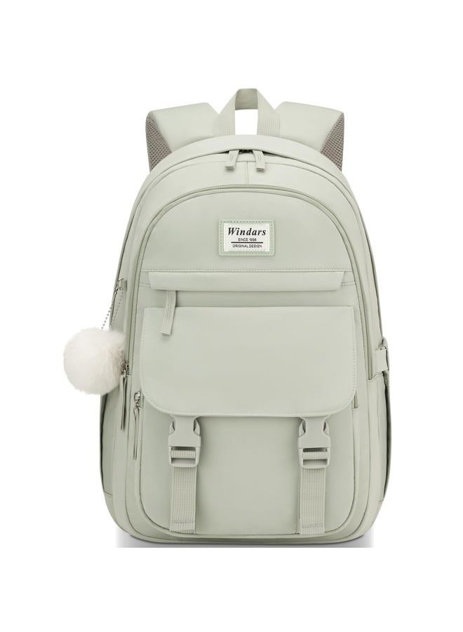 WINDARS School Backpack for Teen Girls, Cute College Backpacks for Women Students Aesthetic Bookbag Large Laptop Bag, Green, 15.6 inch, Modern, Custom - Image 1