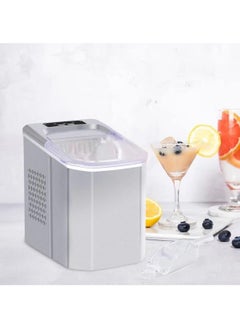 Ice Maker Machine for Home, Portable Counter Top Small Ice Cube Machine, Electric Silent Ice Machine with Scoop & Removable Basket, Easy Operation, 9 Ice Cubes Within 6-13 Minutes, Silver (Silver)