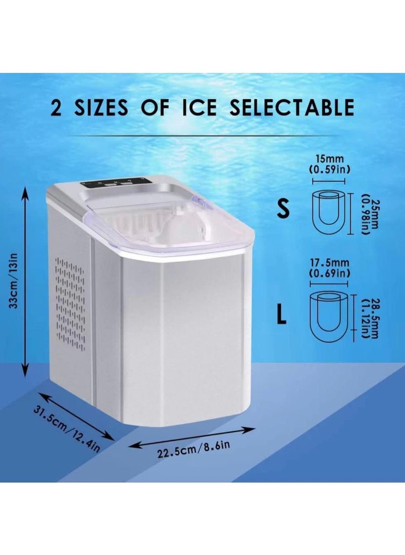Generic - Ice Maker Machine for Home, Portable Counter Top Small Ice Cube Machine, Electric Silent Ice Machine with Scoop & Removable Basket, Easy Operation, 9 Ice Cubes Within 6-13 Minutes, Silver (Silver) - Image 1