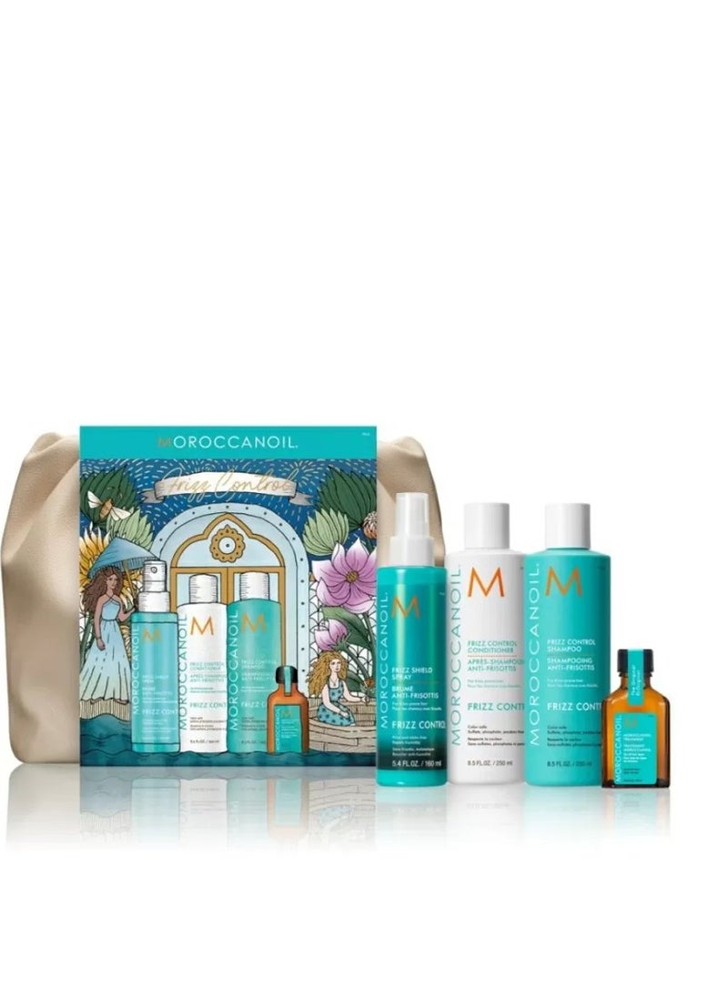 Moroccan Oil - Frizz Control Holiday Set 2024,Treatment - 25 ml,Shampoo for frizz control - 250 ml, Curl control conditioner - 250 ml, Frizz Shield Spray – 160 ml - Image 1