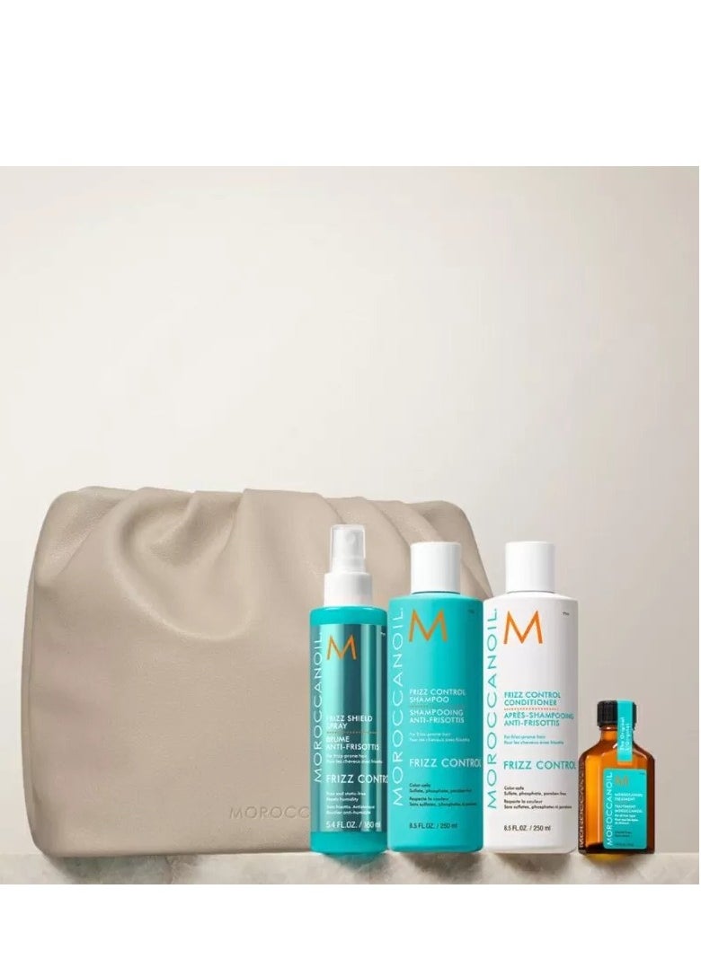 Moroccan Oil - Frizz Control Holiday Set 2024,Treatment - 25 ml,Shampoo for frizz control - 250 ml, Curl control conditioner - 250 ml, Frizz Shield Spray – 160 ml - Image 1
