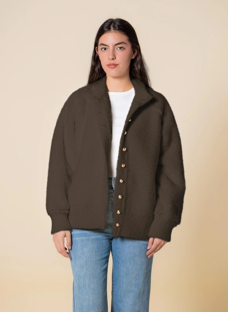 SHAPES SOFT PLUSH DETAILED CARDIGAN