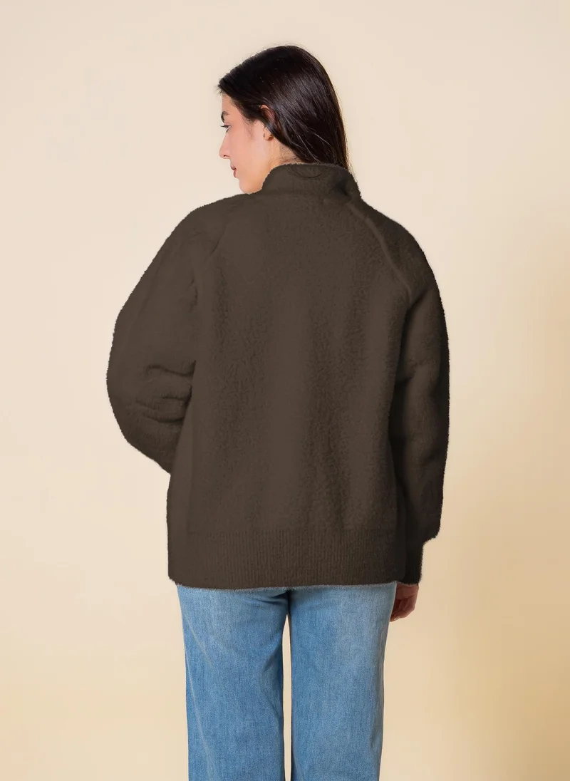 SHAPES SOFT PLUSH DETAILED CARDIGAN