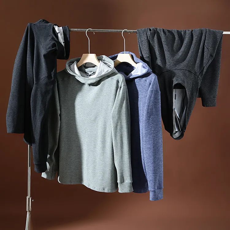 Autumn and Winter Men's Hooded Quick-drying Long-sleeved T-shirt Inner and Outer Pin-fit Comfortable Lightweight Solid Color All-match Sports Loose - Image 2