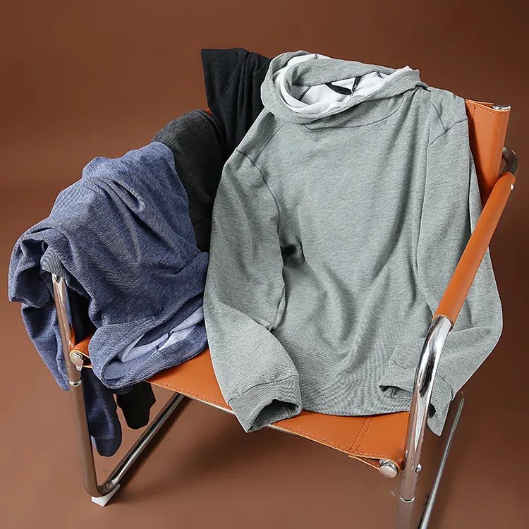 Autumn and Winter Men's Hooded Quick-drying Long-sleeved T-shirt Inner and Outer Pin-fit Comfortable Lightweight Solid Color All-match Sports Loose - Image 3