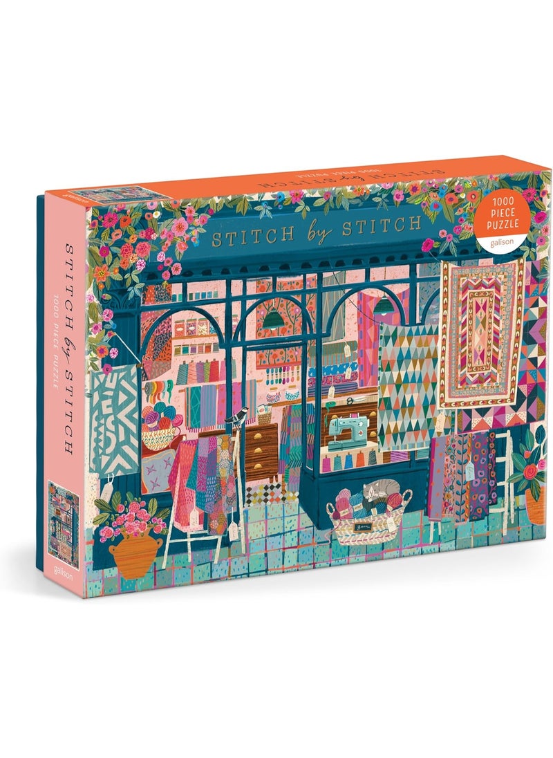 Galison Stitch by Stitch 1000 Piece Jigsaw Puzzle, colorful puzzle  - Image 1