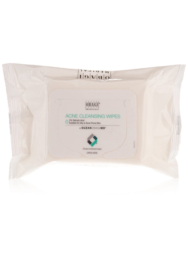 Obagi Medical SUZANOBAGIMD On the Go Cleansing Wipes for Oily or Acne Prone Skin, 25 count 