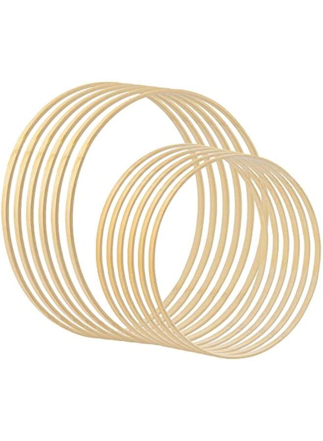 12 Pack 2 Sizes Wooden Bamboo Floral Hoop Macrame Craft Hoop Ring for DIY Wedding Decorations, Dream Catchers, Wreath Decor, and Wall Hanging Crafts (26 + 30 cm)  - Image 1