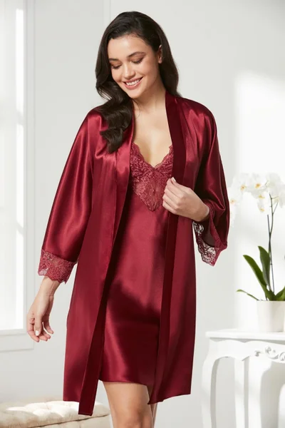 pierre cardin Satin Lace Nightgown & Dressing Gown Set - 4280
