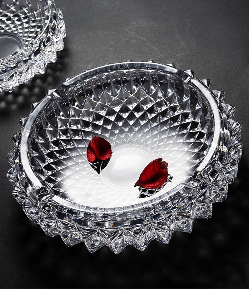 Vilon Crystal Clear Glass Ashtray Smoke Collectible for Cigarettes and Cigars Home Car or Office Use Tabletop Ashtray Indoor and Outdoor Desktop Smoking Accessory ELEGANT ASHTRAY - Image 1