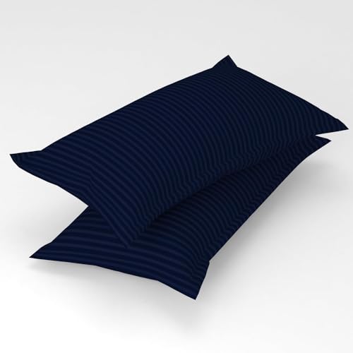 Blue Strip 220 TC Glace Cotton Satin Stripes Plain King Size Bedsheet for Double Bed with Two Pillow Covers for Home/Hotels/Guest House,Size-90x90 Inches(Flat) (Blue) - Image 3
