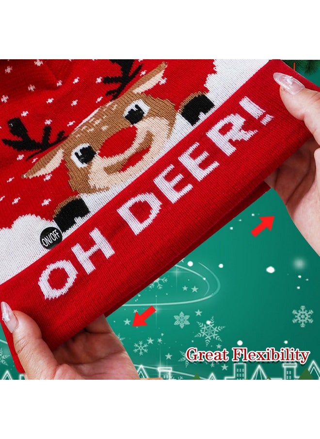 Haomaomao - Santa Hat For Adults Christmas Hat Red Velvet Warm Comfort Unisex Xmas Hat For Christmas New Year Festive Holiday Party (Deer Santa Hat -1 Pcs) - Image 1