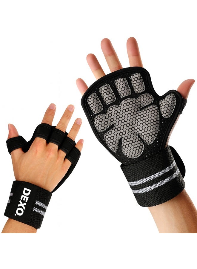 DEXO قفازات متوسطة - للتمارين ورفع الأثقال للرجال والنساء - قبضة غير قابلة للانزلاق، دعم معصم قابل للتعديل، تنفس، قفازات تدريب خفيفة الوزن لتمارين المنزل وإكسسوارات اللياقة البدنية - Image 1