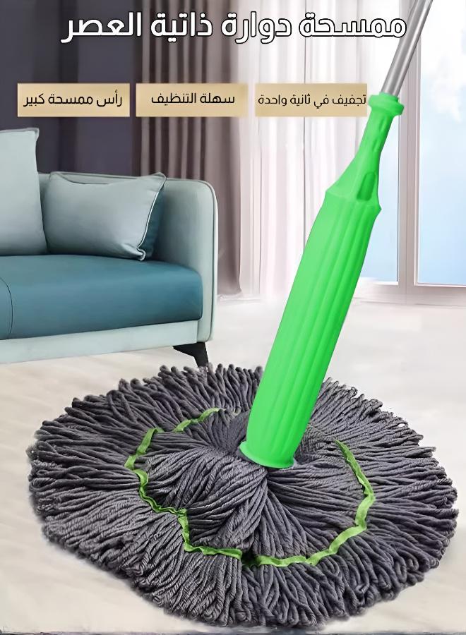 Large Mop Head: Saves Time & Effort for Efficient Home Cleaning Tools，Hands-free self-twisting rotary mop wet and dry dual-use mop household one-second squeeze water large water-absorbing mop super decontamination mop home cleaning floor cleaning - Image 2
