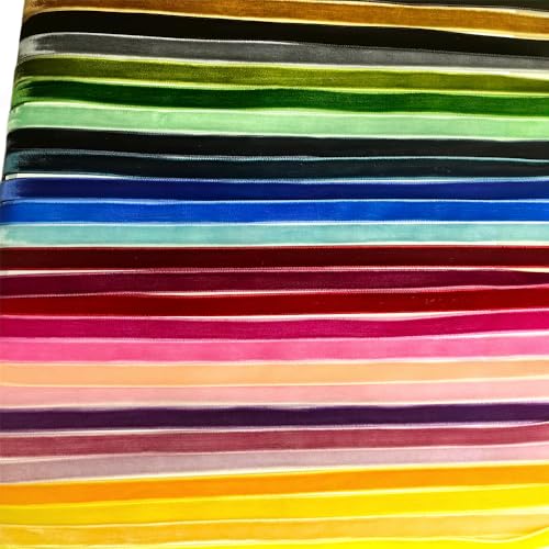 Chenkou Craft 30 Yards 3/8" Velvet Ribbon Total 30 Colors Assorted Lots Bulk (Multicolored, 3/8"(10mm)) - Image 5