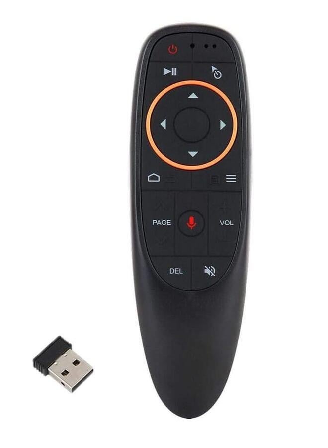 درعية جهاز تحكم عن بعد لاسلكي 2.4 جيجا هرتز مع التحكم الصوتي لصندوق تلفزيون أندرويد أسود - Image 1