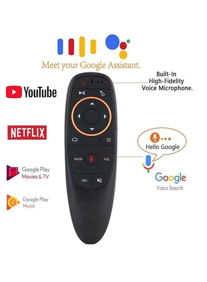 درعية جهاز تحكم عن بعد لاسلكي 2.4 جيجا هرتز مع التحكم الصوتي لصندوق تلفزيون أندرويد أسود - Image 2