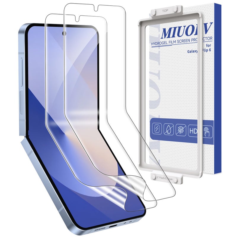 MIUOLV 2 Pack for Samsung Galaxy Z Flip 6 Screen Protector Easy to Install, Hydrogel Film Touch Sensitive HD Screen Protector for Galaxy Z Flip 6, Soft EPU Film Full Covered, Scratch Recovery - Image 1