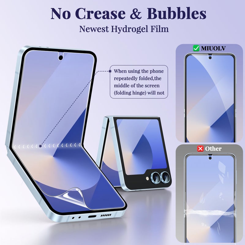 MIUOLV 2 Pack for Samsung Galaxy Z Flip 6 Screen Protector Easy to Install, Hydrogel Film Touch Sensitive HD Screen Protector for Galaxy Z Flip 6, Soft EPU Film Full Covered, Scratch Recovery - Image 5