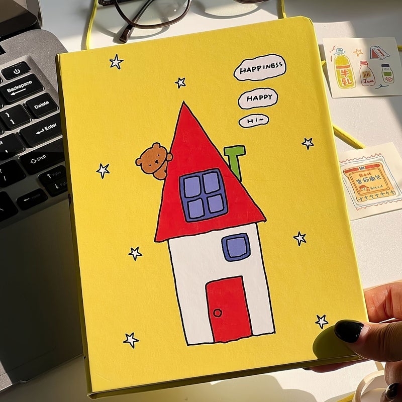 Ins Style Bear House Illustration Notebook Japanese Korean High Value Hardcover Blank for Girls - Image 1