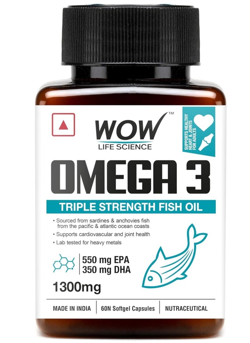 WOW - WOW Omega 3 Fish Oil 1000 mg Triple Strength 550mg EPA 350mg DHA  Ideal for Keto Diet - Image 1
