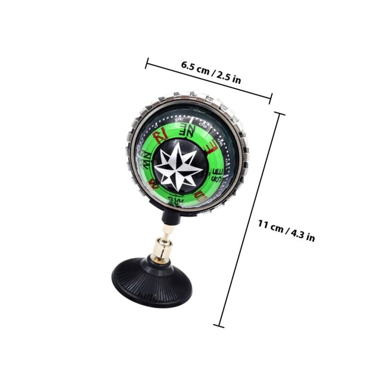 قطعتان من كرة البوصلة الخضراء للسيارة مع كأس شفط قوي قابل للتعديل، أداة ملاحية للوحة القيادة للشاحنات للاستخدام الخارجي - Image 3