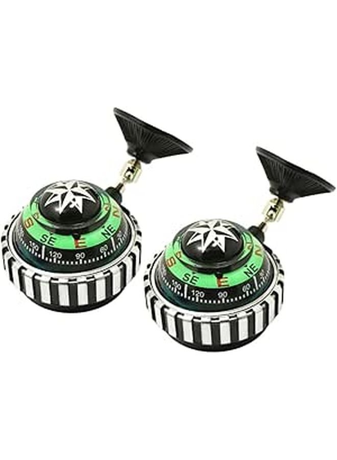 قطعتان من كرة البوصلة الخضراء للسيارة مع كأس شفط قوي قابل للتعديل، أداة ملاحية للوحة القيادة للشاحنات للاستخدام الخارجي - Image 1