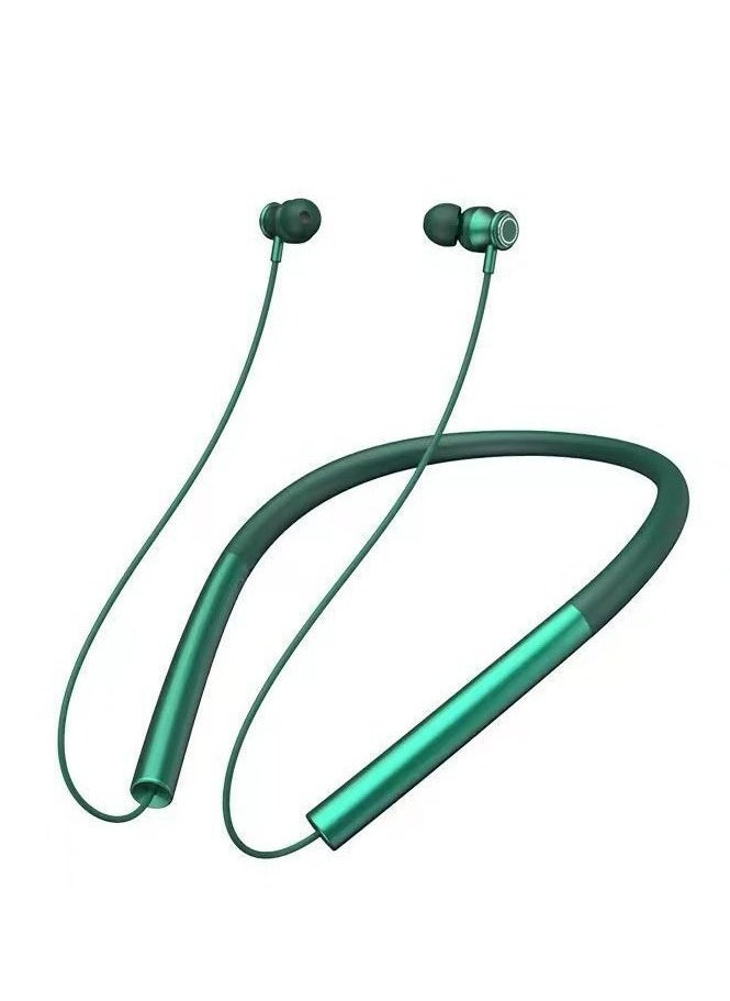 Generic Bluetooth binaural in-ear neck hanging neck sports wireless headset super long standby green  - Image 1